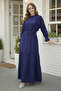 2084 Belted Ruffle Detailed Dress Navy Blue - 3