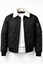 Unisex Black Plush White Collar Oversize Bomber Jacket College Jacket