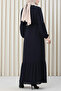 Tunic Dress Skirt Gathered Ferace Navy Blue - 7