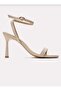 Beige Single Strap Thin Heel Summer Women's Heel Shoes - 6
