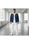 3-Thread New Season Premium Fabric Patchwork Hooded Zip-Up Cardigan Set with BMW Print (2 Pieces) - 2