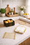 Service Presentation Set and Bread Basket Towel Holder Napkin Holder Trivet Bread Dish Gold Gold Dowry Set of 4 - 3