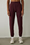 Burgundy Silky Feel Pocket Jogger Sweatpants - 2