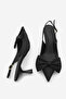 Women's Stiletto Open-Back Bow Detailed Classic Heeled Shoes Sarvel Black - 8