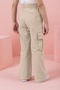 Comfortable Cut Girls' Gabardine Sports Trousers with Elastic Waist and Cargo Pockets - 3