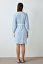 Light Blue Lilah Striped Short Sleeve Dress with Tie Detail - 4