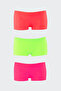 Neon Pink Yellow Orange Seamless 3-Piece Mesh Shorts Panties