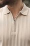 Stone Color Half Zipper Polo Neck Men's Knitwear T-Shirt E7458 - 3