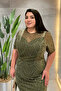 Full Beaded Fabric Design Dress - KHAKI GREEN - 3