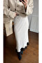 Ecru Satin Polka Dot Maxi Skirt with Lace Detail at the Hem - 50228 - 2