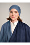 Mist Plain Patterned Double-Sided Shawl - Dark Blue - 2