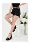 Black Suede Women's Wedge Heel Shoes with Closed Back and Single Strap