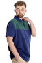 Mode XL Large Size Men's T-Shirt Polo Fragmented 23325 Blue - 7