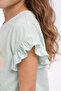 Girl's T-Shirt with Ruffle Sleeves - 3