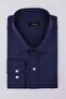 Plus Size Long Sleeve Easy-Iron Tie Collar Dobby Cotton Navy Blue Men's Shirt - 2