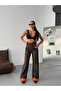 Brown Crocodile Patterned Wide Leg Jeans - 4