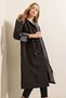 Bdart Hooded Striped Long Trench Coat with Drawstring Waist - 7