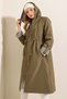 Bdart Hooded Striped Long Trench Coat with Drawstring Waist - 6