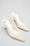 Handmade White Color Daisy Embroidered Bridal Shoes |   7 cm Heeled Wedding, Henna and Wedding Shoes - 3