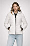 Puffer Hooded Zip Jacket Water-Repellent Quilted Lined Fabric Pocketed Winter Relaxed Fit - Cream - 4