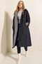 Bdart Hooded Long Striped Trench Coat with Drawstring Waist Detail - 3