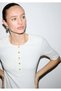 M1613852 Button Detailed T-Shirt Women's T-Shirt White - 2