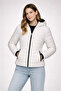 Puffer Hooded Zip Jacket Water-Repellent Quilted Lined Fabric Pocketed Winter Relaxed Fit - Cream