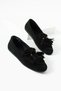 Women's Black Suede Ballerinas with Tassels, Flat Sole, Comfortable Daily Shoes Viona