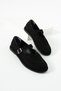 Women's Black Suede Buckle Mary Jane Loafer Shoes Günlük Ruız