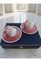 Gilded Double Porcelain Cup Set with Velvet Box and Copper Coffee Pot - 4