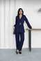 Double-Breasted Collar Padded Shoulders Belt Detail Two-Piece Set - 3