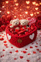 Special for Valentine's Day, Combed Cotton Yarn Hand Knitted Romantic Gift Red Heart Basket - Decorative Organizer - 2