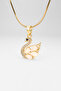 Swan Figured Gold Necklace – Zircon Stone, Wing with Pearl Effect, Elegant Design
