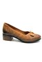 Mockin Genuine Leather Ribbon Detailed Women's Heeled Shoes Taba - 2