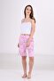 Women's Pink Floral Viscose Pocketed Shorts - 4