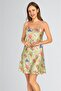 Women's Green Dog Printed Satin Strap Nightgown