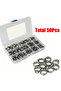 304 Stainless Steel Hose Clamps 50PCS Kit | 7-15.7mm Adjustable Clips for Automotive, Water Pipe,...