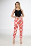 Women's Dusty Rose Daisy Pattern Banded Hem Fleece Pajama Bottoms - 3