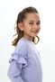 Girl's 2-Piece Set Printed Crew Neck Raglan Sleeve Ruffle Sweatshirt & Waistband Bottoms - 5