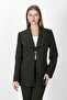 American Collar Modern Long Women's Jacket-Khaki - 1187100 - 4