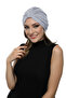 Butterfly Lined Light Gray Ready-To-Wear Turban Hijab Pool Cap Suitable for Medical Use - 3