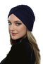 Cross W Ribbed Band Navy Blue Ready-To-Wear Turban Hijab Pool Cap Suitable for Medical Use - 3