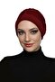 Banded (Front and Back Banded) Ribbed Burgundy Sponge Ready Turban Hijab Bonnet Pool Bonnet - 6