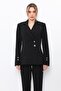 Men's Collared Double-Breasted Modern Women's Jacket - Black - 1189100 - 4