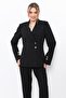 Men's Collared Double-Breasted Modern Women's Jacket - Black - 1189100 - 2