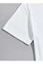 White Unisex Skirt Oval Cotton Printed Crew Neck Basic T-Shirt - 3