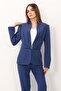 Classic Women's Jacket with High Collar - Indigo - 1188100 - 2