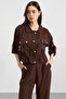 Metal Snap Crop Modal Jacket Brown 8285 - 2