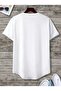 White Unisex Skirt Oval Cotton Printed Crew Neck Basic T-Shirt - 2