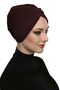Cross W Ribbed Bandage Brown Instant Turban Hijab Pool Cap Suitable for Medical Use - 4